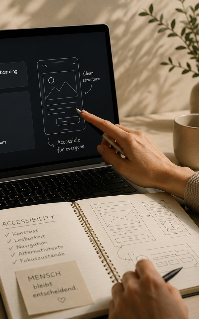 Foto: barrierearme UX-Arbeit — warm & menschlich