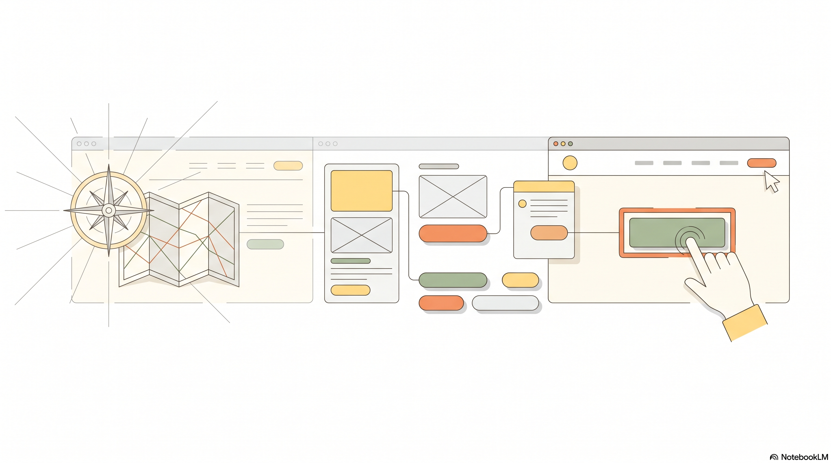 Illustration zum E-Learning über UX/UI und KI-Unterstützung